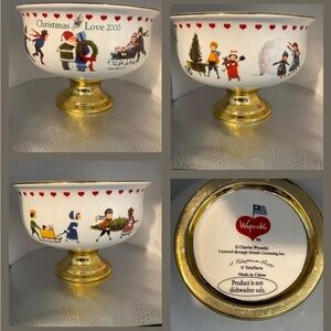 Charles Wysocki Vintage 2000 Christmas Pedestal Serving Bowl